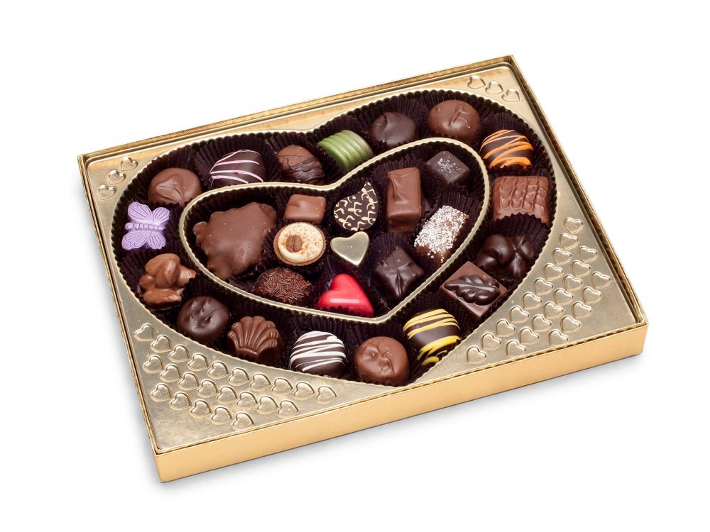 Heart-shaped Interior Gold Schmid's Gift Box with Assorted Chocolates, 27 pc.