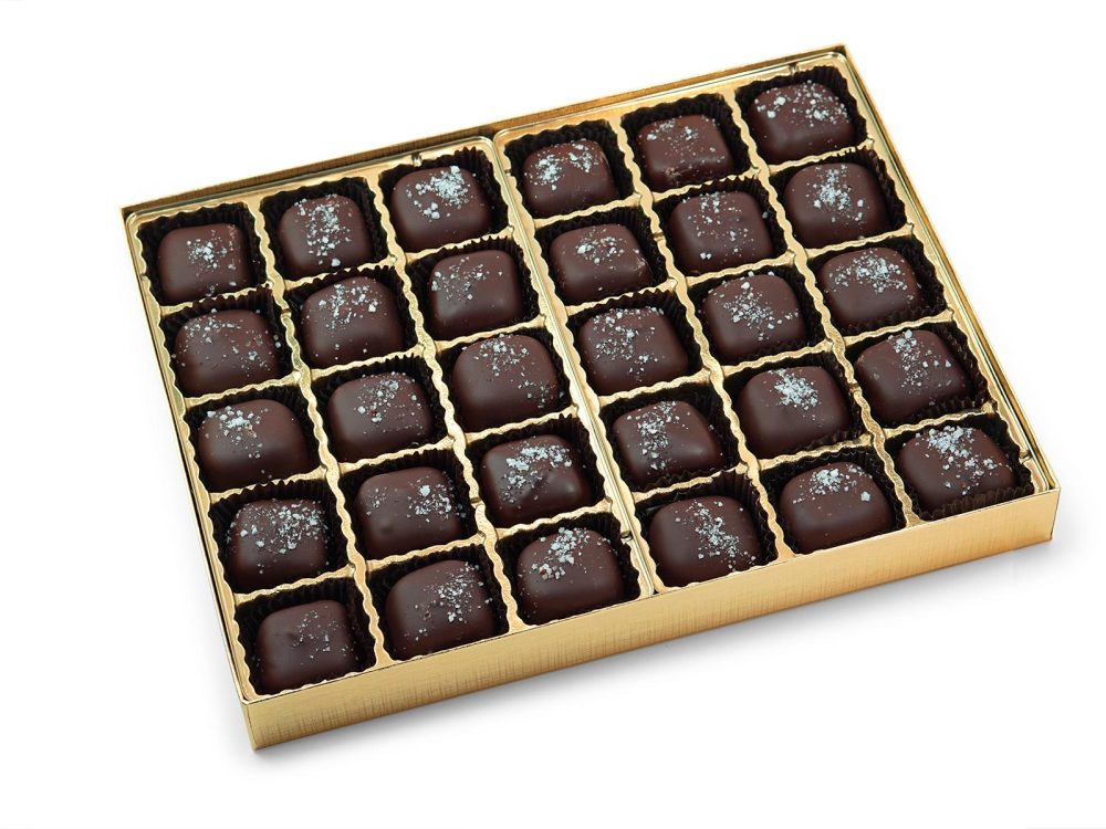 Sea-Salted Caramels Dipped in Dark Chocolate, Schmid’s Gold Box