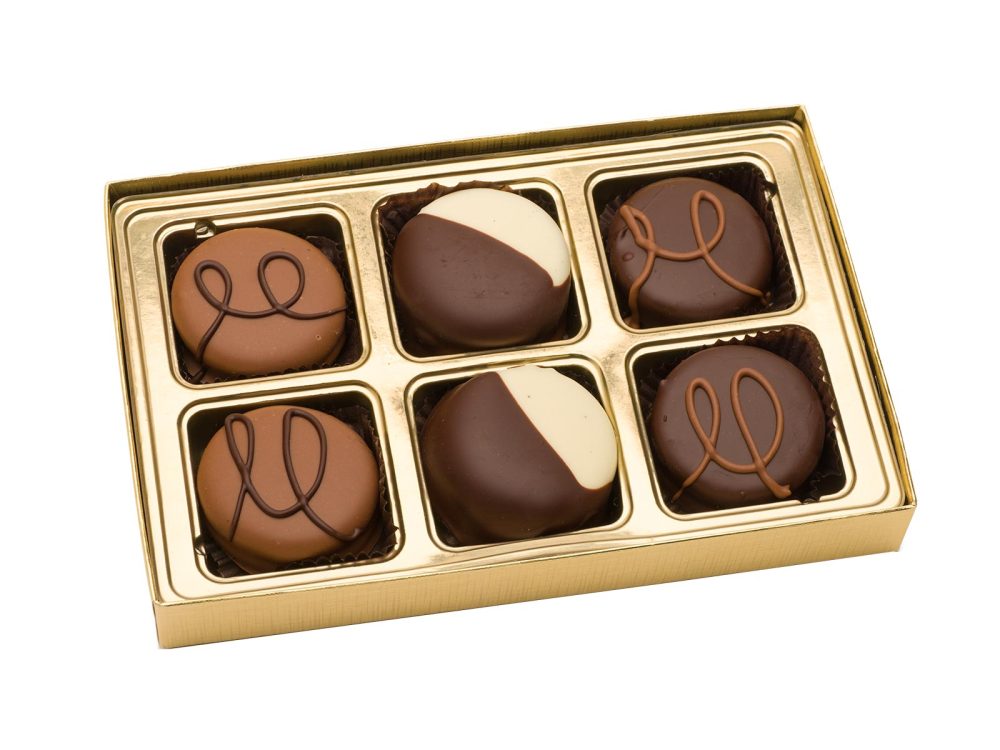 Assorted Chocolate Dipped Double Stuf Oreos, Schmid’s Gold Gift Box