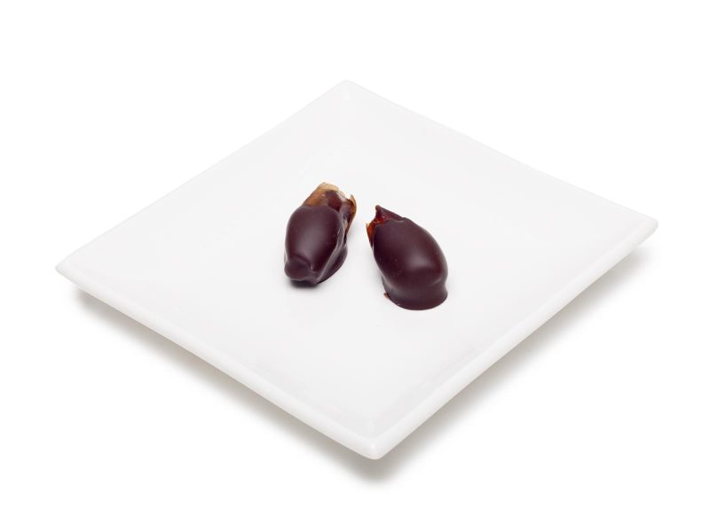 chocolate covered almond stuffed dates