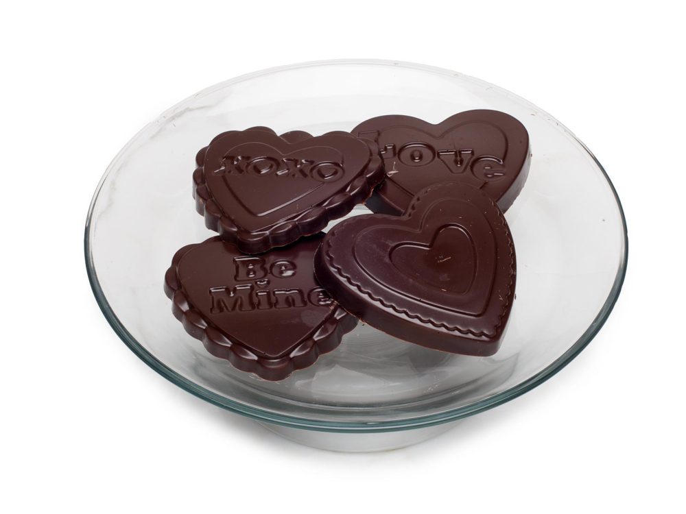 Conversation Hearts in Milk or Dark Chocolate, 1 pc.