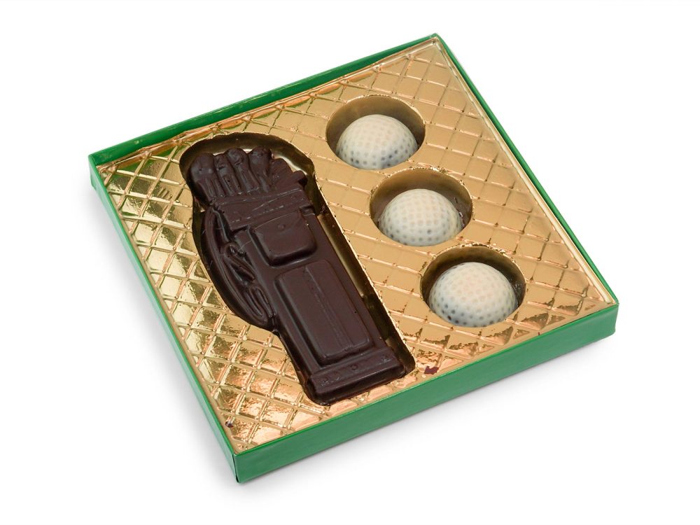 Golf Bag with Balls in Milk or Dark Chocolate, 4 pc.